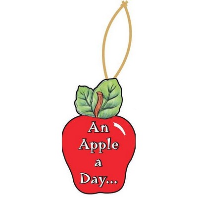 Apple w/ Daily Apple Slogan Ornament w/ Black Back (4 Square Inch)