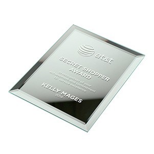 9" x 7" Clear Glass Mirror Plaque