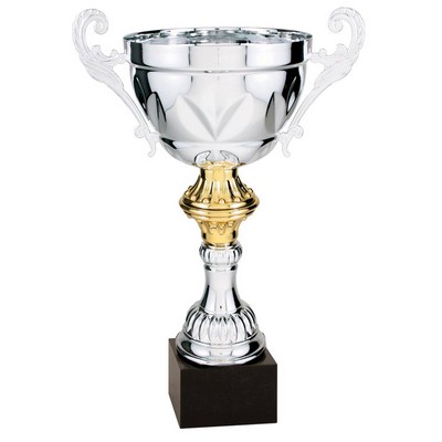 Cup Trophy, Silver - Marble Base - 8" Tall