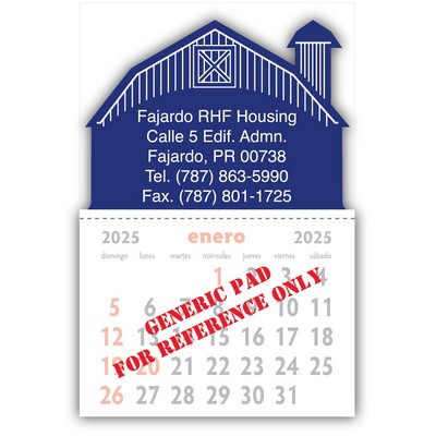 Designer Shaped Kwik-Stik Vinyl Spanish Calendar w/ Barn Top