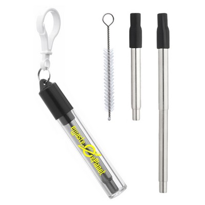 Collapsible Straws with Case and Brush