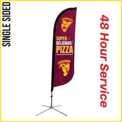10' Feather Flag - Single Sided w/Chrome X Base (Medium)