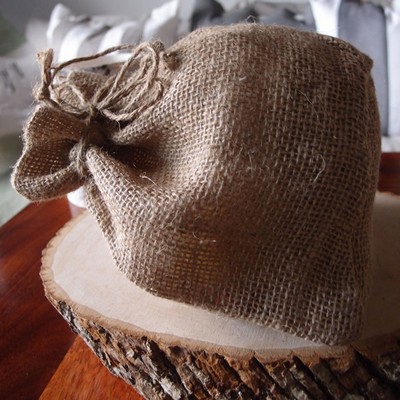 Natural Burlap Bag w/Round Bottom (11" x9" x6")