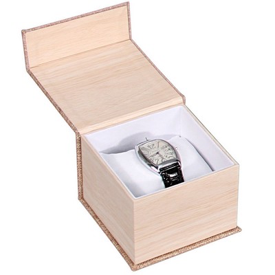 Deluxe Burlap Magnetic Watch Box