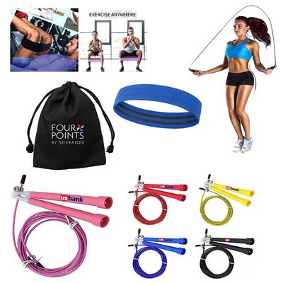 Promotek iBank® Booty Exercise Band + Jump Rope (Blue)