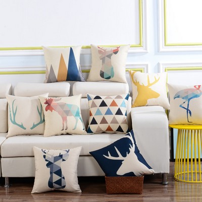 Full Printed 15.8 x 15.8 Inch Premium Square Linen Throw Pillowcase With Hidden Zipper