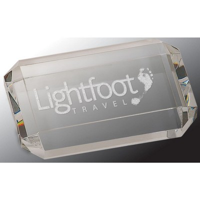 Crystal Rectangle Paperweight with Clipped Corners