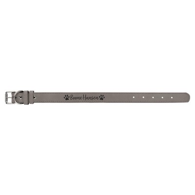 15" x 3/4" Gray Leatherette Dog Collar