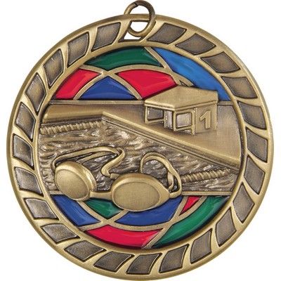 Stained Glass Medal - Medal - Swimming, 2"