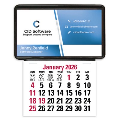 Press-N-Stick Business Card Holder (No Imprint) With Calendar Pad