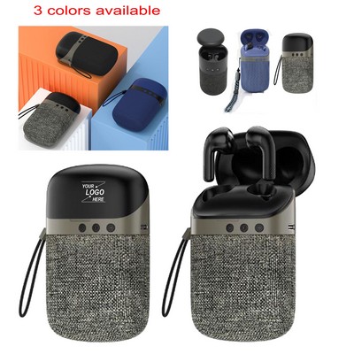 2 in 1 Wireless Speaker and Earbuds with 360 Degree Surround Sound
