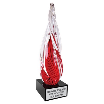 12" Red Twisted Spire with Black Base