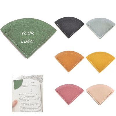 Fan-Shaped Leather Corner Bookmark