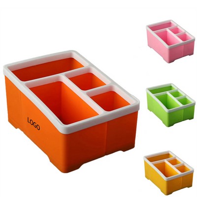 Plastic Multi-Functional 4 Compartments Desktop Organizer
