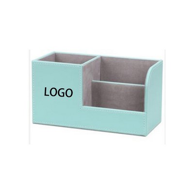 Pu Leather 3-Compartment Desk Organizer