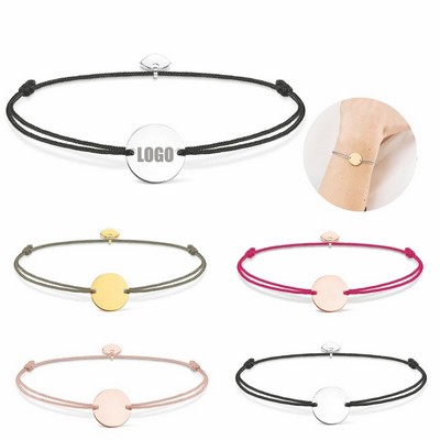 Customizable Rope Wristband with Metal Charm