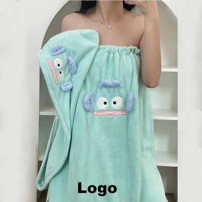 Coral Fleece Cartoon Wearable Bath Towel Suit
