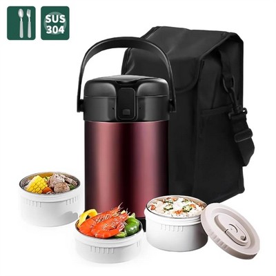 Insulated 3-Tier Stackable Food Container with Lunch Bag