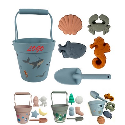 Complete Beach Bucket Set – Sand & Water Play Kit with Shovels, Silicone Sand Toys for Seaside Fun