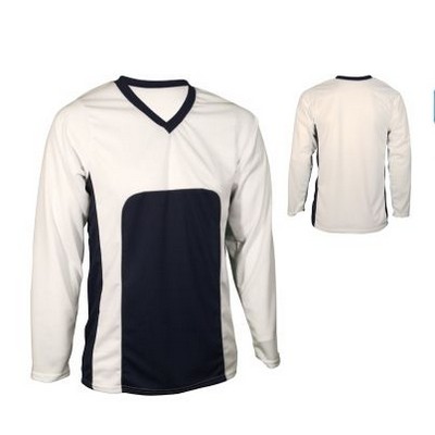 Adult Cool Mesh V-Neck Pullover Shirt w/ Long Sleeve & Contrasting Panel