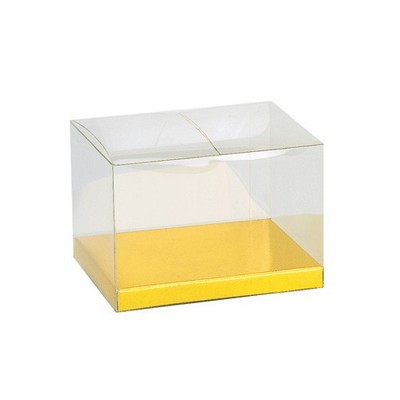 Clear Rectangle Box w/Gold Bottom