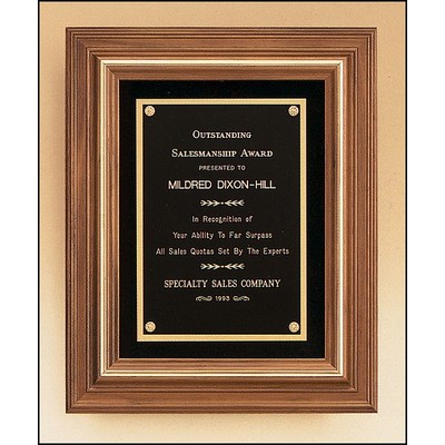 Airflyte® American Walnut Plaque w/Gold Trim & Black Velour Background (12"x 14")