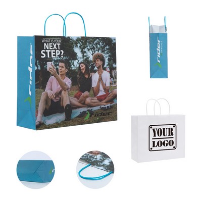 Full Color Print 160GSM White Kraft Paper Tote Bag