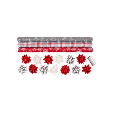3 Roll Red Gift Wrap Kit