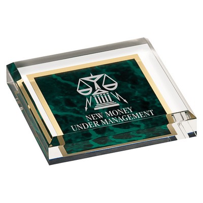 3.75" x 3.75" Green Marbleized Acrylic Paperweight