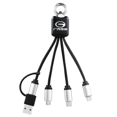double-input 3-in-1 charging buddy cable set with LED light logo