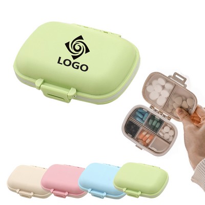 Portable 8 Compartments Wheat Straw Sealed Pill Organizer Medicine Box