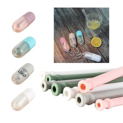 8 "x 0.3" Foldable Storage Silicone Straw