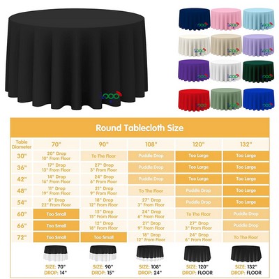 Black Round Tablecloths Circle Bulk Linen Polyester Fabric Washable Table Cover