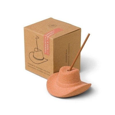 COWBOY HAT INCENSE HOLDER - TERRACOTTA, INCLUDES 100 COUNT of SHORT INCENSE
