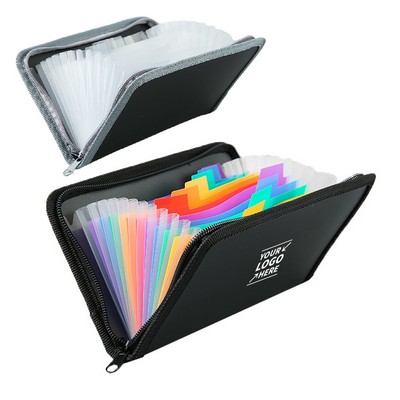 A6 Mini 13 Pocket Accordion Zipper Ticket Organizer Bag