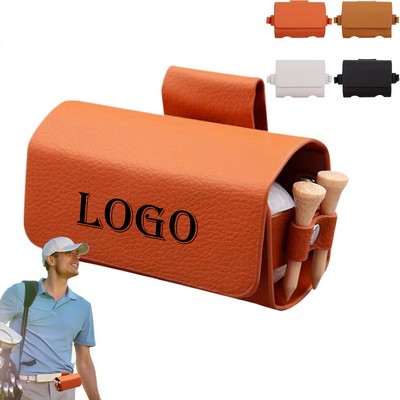 PU Leather Golf Ball Case Waist Holder Bag Storage Pouch