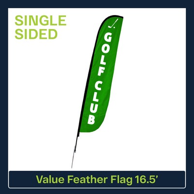 Value 16.5' Feather Flag - Single Sided w/Spike Base and Carry Bag
