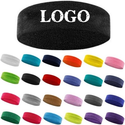 7" Custom Cotton Terry Sweat Band Sport Headband MOQ100PCS