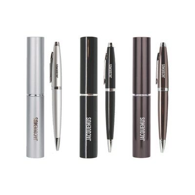 Union Printed - Twist Metal Ballpoint Pen w/ Matching Case Set