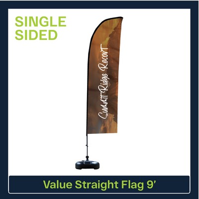 Value 9' Straight Flag - Single Sided Graphic Water Base