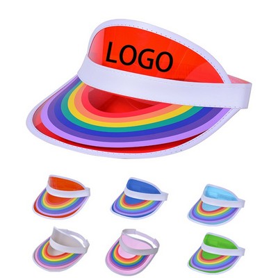 LGBT Pride Rainbow Custom Adult UV Protection PVC Sun Visor Hat