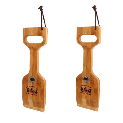 Bamboo BBQ Grill Scraper with Bottle Opener