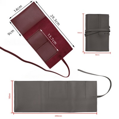 Roll Up PU Leather Cable Travel Organizer Case