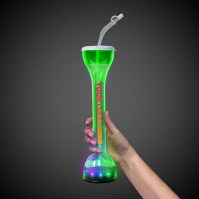 17 Oz. Transparent Green LED Yard Glass w/Full Color Imprint