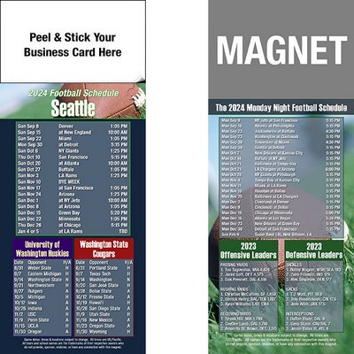 Seattle Pro Football Schedule Peel & Stick Magnet (3 1/2"x8 1/2")