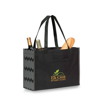 Chevron Non-Woven Shopper - Black-Seattle Grey