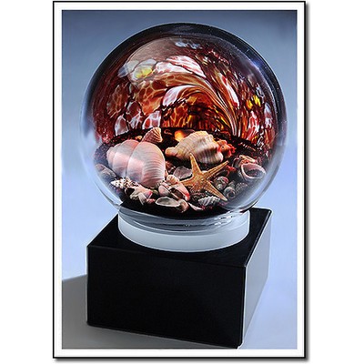 Black Sand Beachcomber Art Glass Diorama w/ Marble Base (3.5"x5")