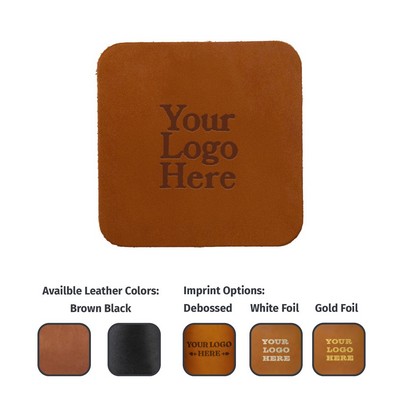Full-Grain Leather Single Square Coaster 3.75" Made in USA