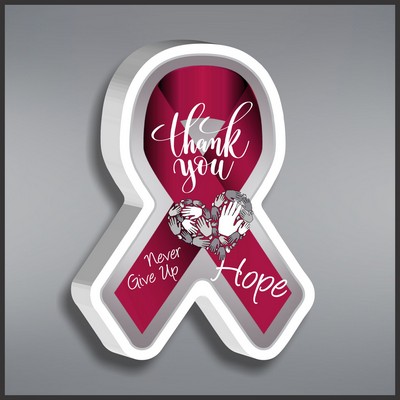 Burgundy Awareness Ribbon Paperweight in White Acrylic