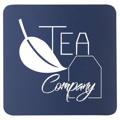 3 3/4" x 3 3/4" Square Navy Blue/White Silicone Coaster